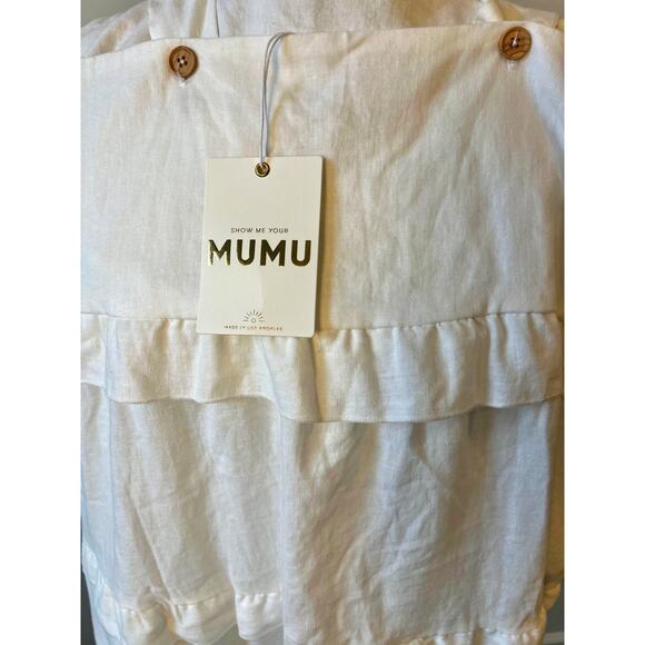 Show Me Your Mumu Napa Mini Dress in White Linen Large Sleeveless Tiered Ruffle - Picture 5 of 5